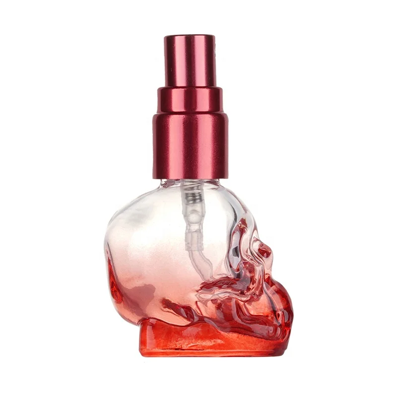 Colorful Empty Skull shape Glass 8ml 10ml 15ml Gel Nail Polish Bottle for nail polish gel package glass bottle with spray pump