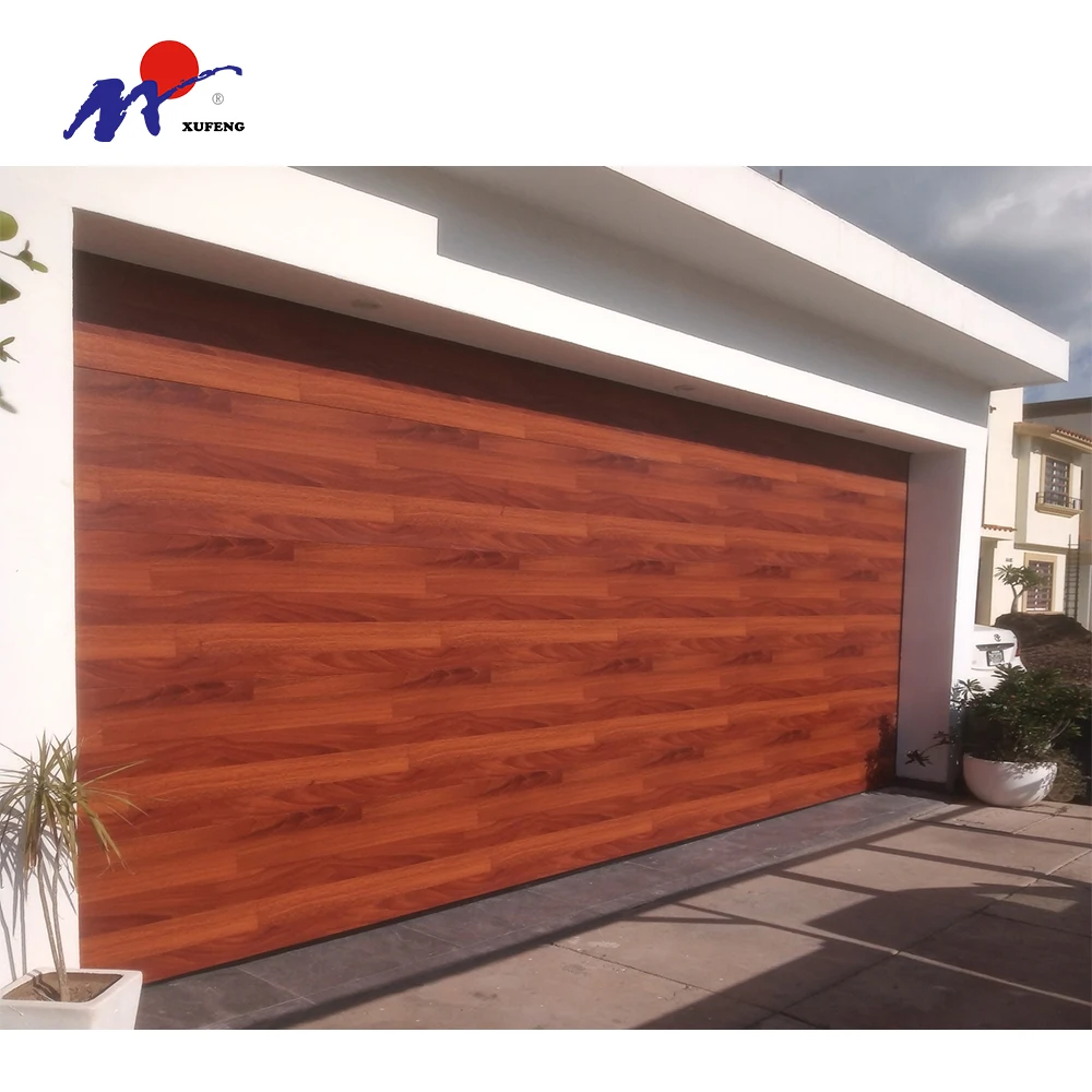 Simple Standard Strong Single Industrial Panel Security Sectional Modern Wooden Garage Door with Window