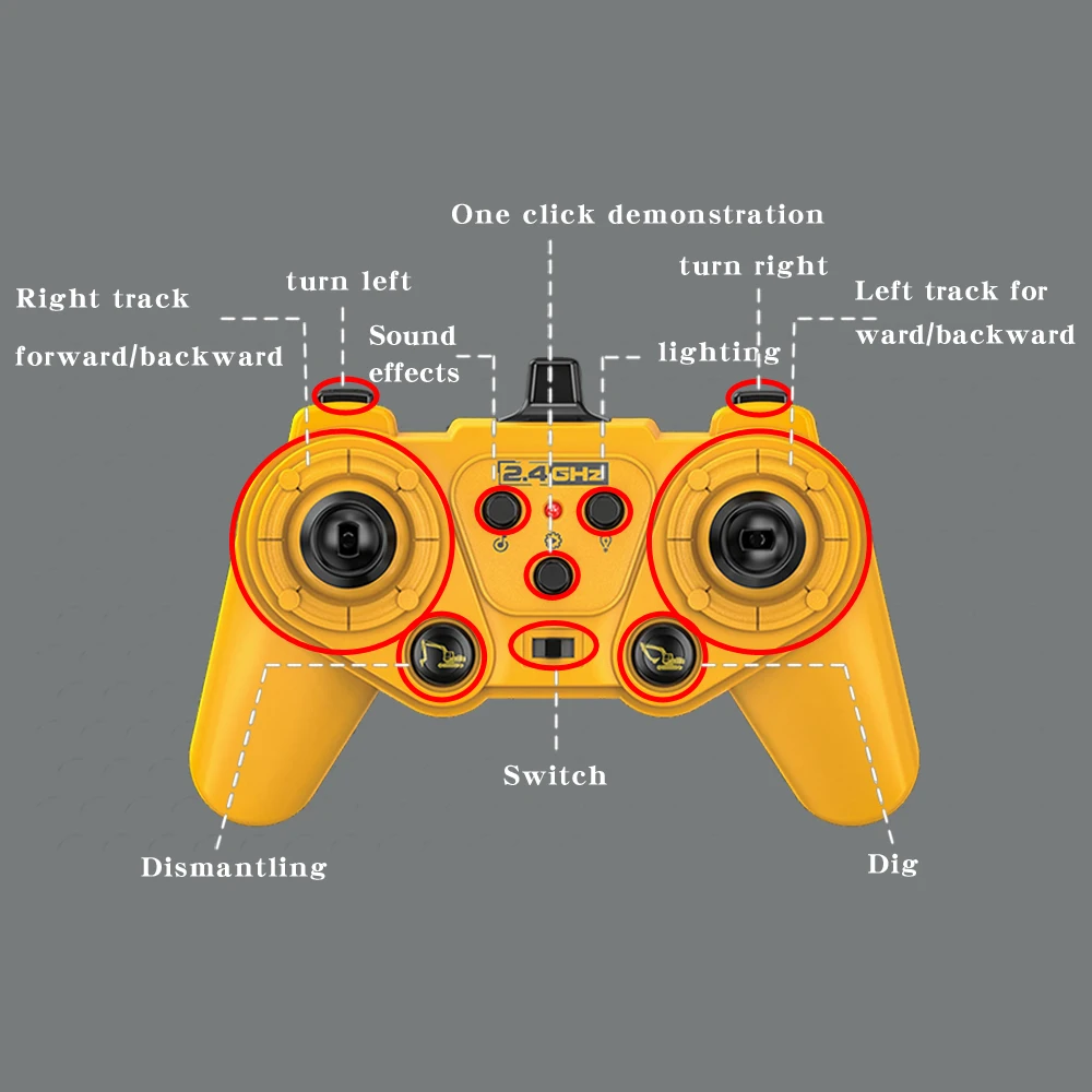 11 Channel 2.4 ghz Rc excavator toy Reinforced concrete car Metal car remote control alloy excavator toy