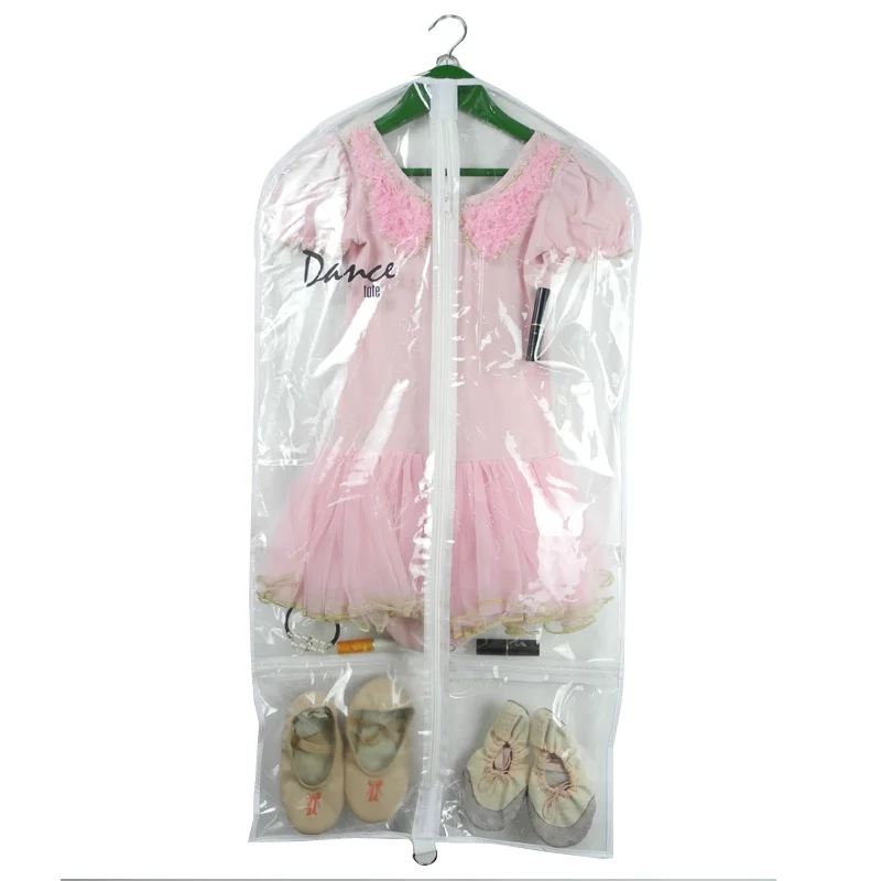 clear pvc dance costume garment bag with pockets dance garment bag personalized Clear Garment Bag with ID Pocket