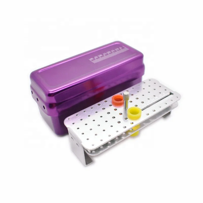 Dental 72holes Disinfection Endo Files Holder Box Autoclave Sterilizer Case Burs for Oral Care Tools Random Color