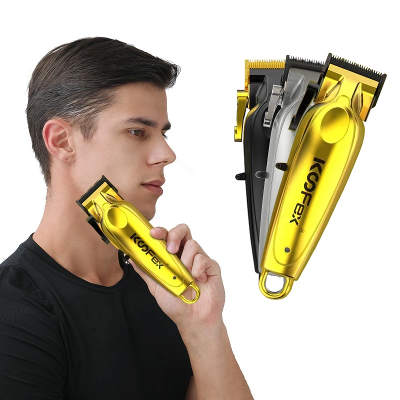 KooFex 2023 New Design Professional Hair Trimmer Barber Machine Electric Wireless Mental Body Portable Low Noise Hair Clipper