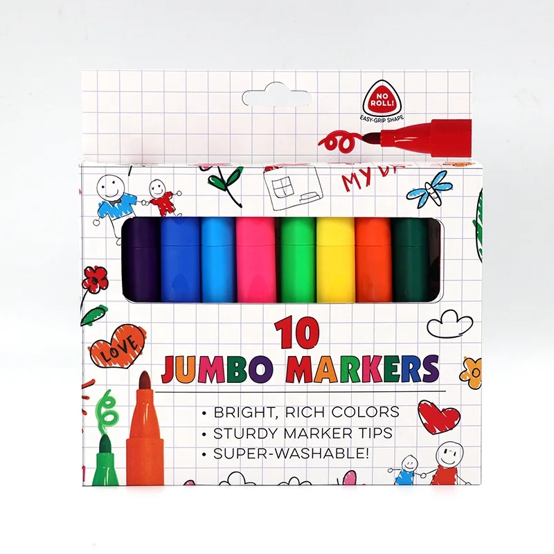 Tri-shape Ultra Clean Super Washable kids Multi colored 10 Count jumbo washable marker