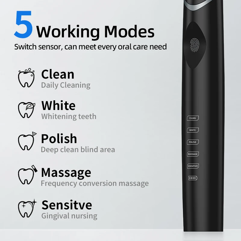 ultrasonic intelligent automatic toothbrush led sonic electric toothbrush with smart pressure sensor smart toothbrush sets