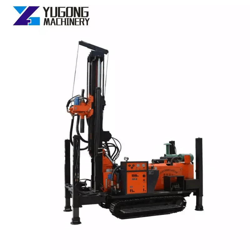 400m crawler mounted diesel engine driven borehole DTH pneumatic water drilling rig