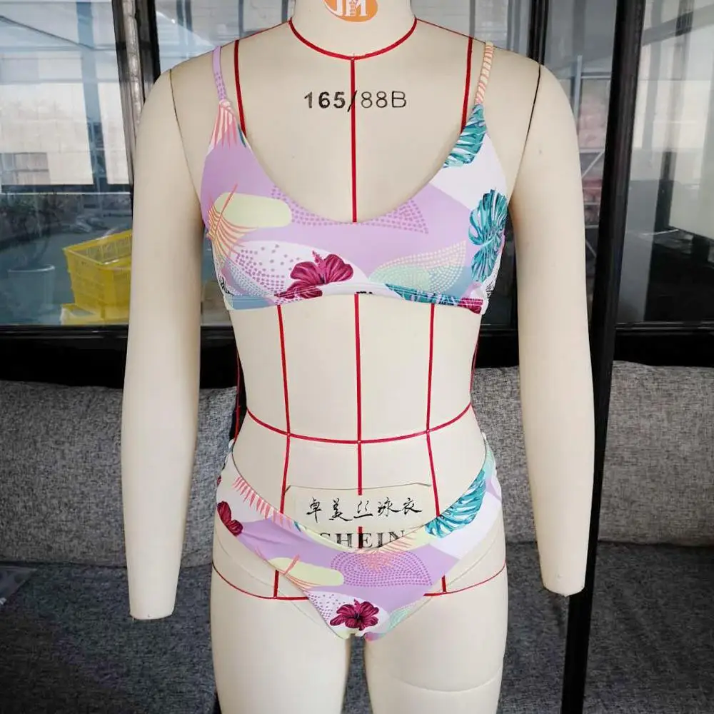 custom Floral Printing Swimwear Cute Girl Bikini Beachwear High Quality Young Girl Bikini Suits set
