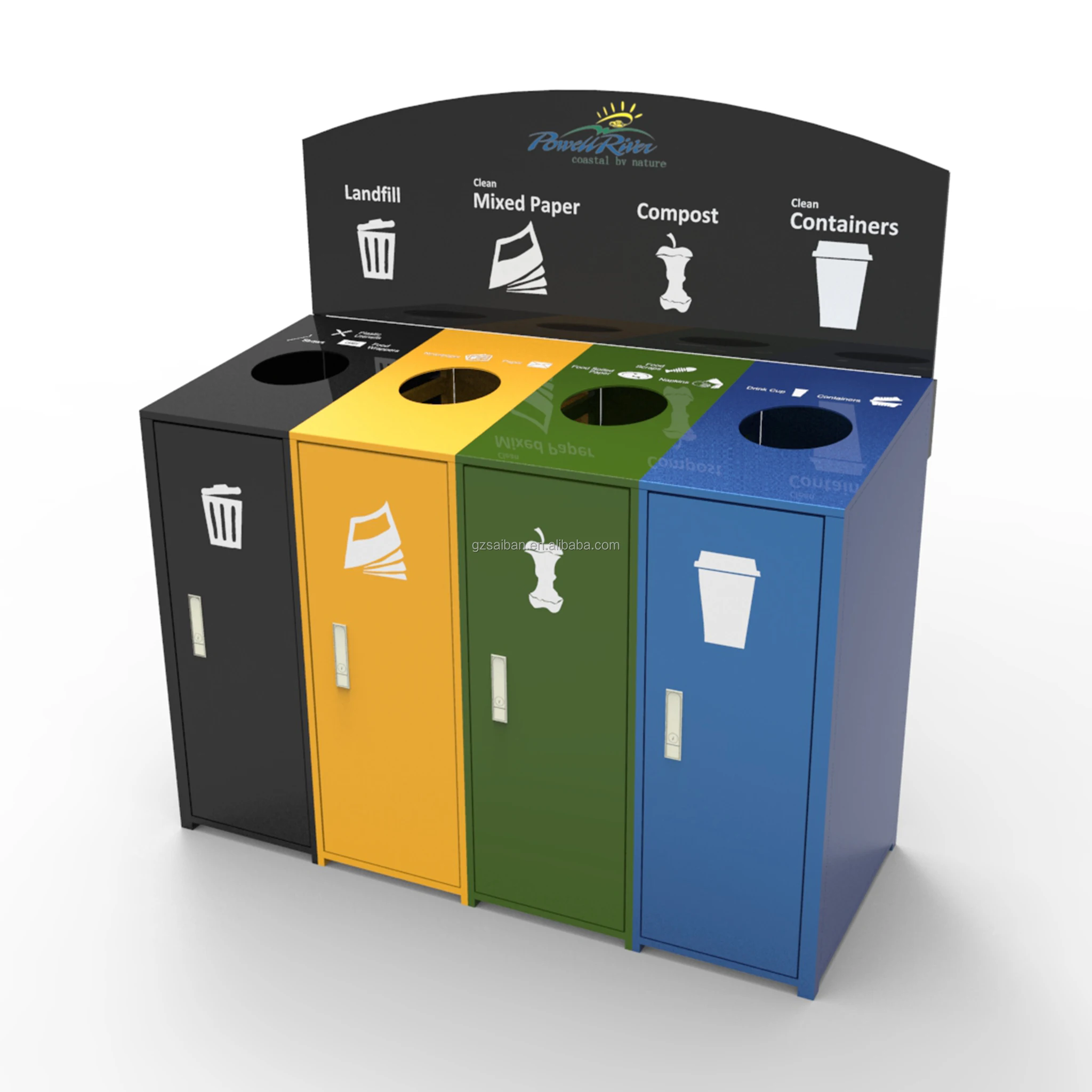 Classified trash can street decorative garbage cans 4-classified trash bin outdoor for park