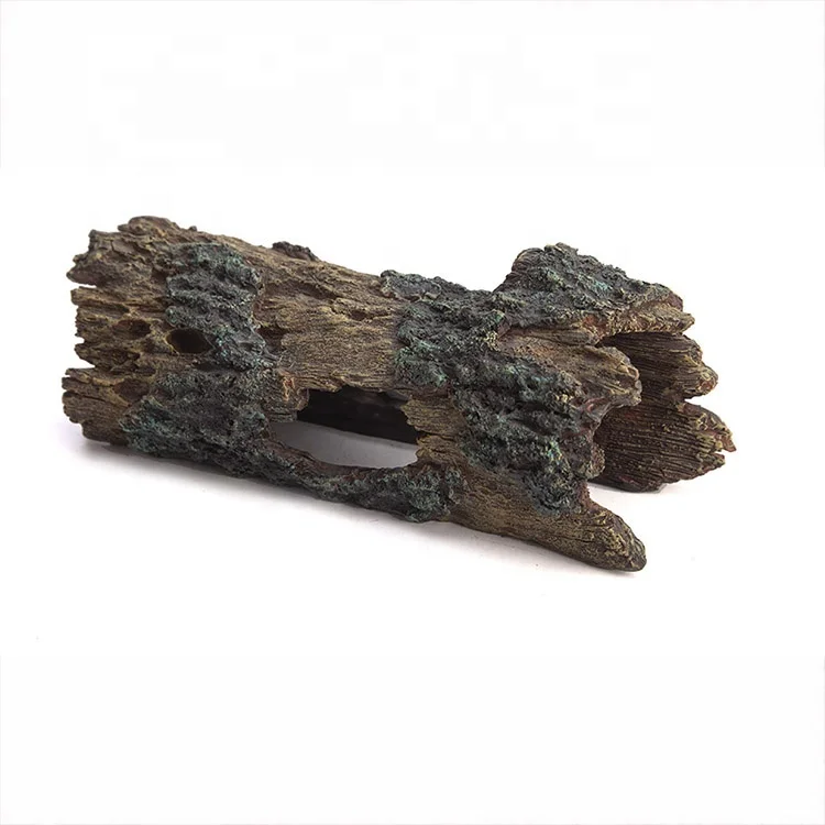 Reptile tank landscape resin artificial decorative wood bark hiding cave for lizard frog