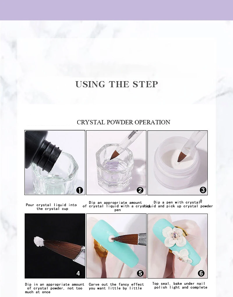 Wholesale Nail Color Crystal Powder Set Nail tool extended three-dimensional sculpted powder infiltrating powder 28g set