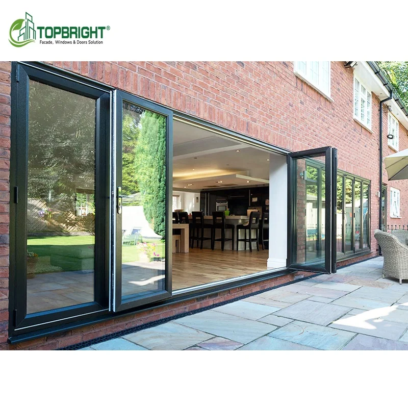 Bi fold  insulated lowes aluminium hurricane proof exterior bifolding door weather proof glass folding door