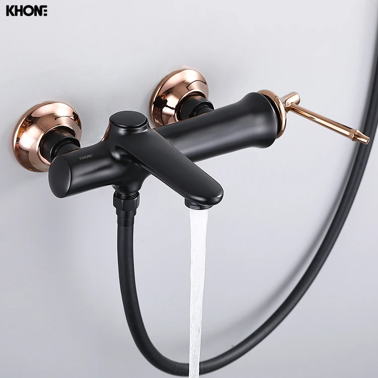Wholesale brass Black gold bath & shower faucets wall mounted hot cold bath shower mixer