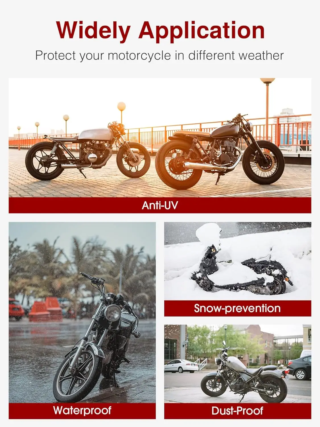 Waterproof UV Protection Snow Sun Prevention Dust Proof Lock Hole Reflection Stripes Design Secure Practical Motorcycle Cover