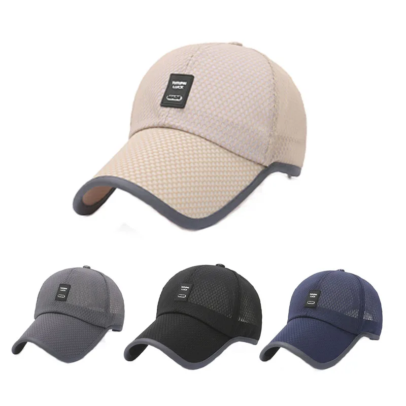 High quality adjustable quick dry nylon polyester mesh 6 panel leather rubber applique sports caps trucker hats