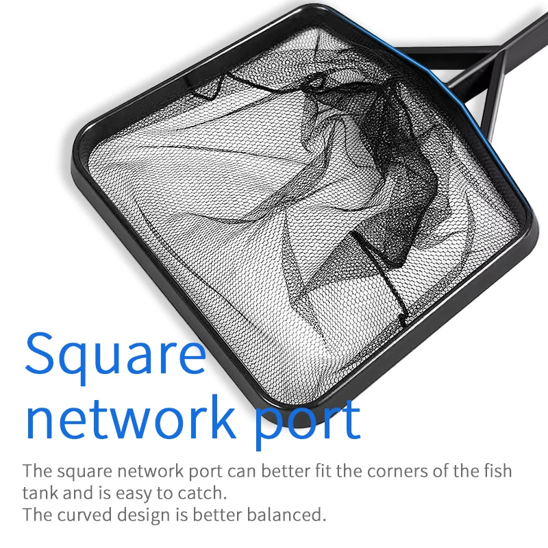 Wholesale Aquarium Square Fish Net 36 43 56 62cm Encryption Mesh Net Nylon Long ABS Handle Fishing Aquarium Net For Fish Tank