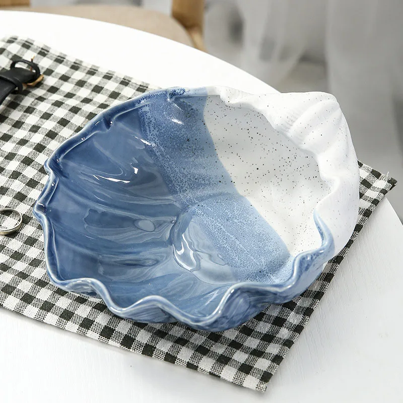 Ceramic Blue Hand Ring Holder for Jewelry Trinket Dish, Starfish shaped Jewelry Plate Tray Home Party Decor