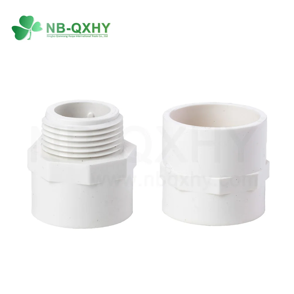 China Supply Plastic Materials ASTM PVC Pipe Connector Fittings White Color UPVC SCH40 Fitting Male Female Adaptor