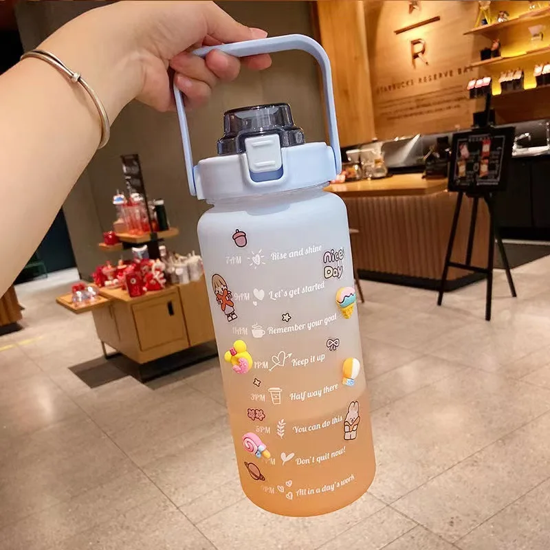 Wholesale Cheap 2000Ml Lightweight Big Capacity Portable Cute Empty Motivational Water Bottle