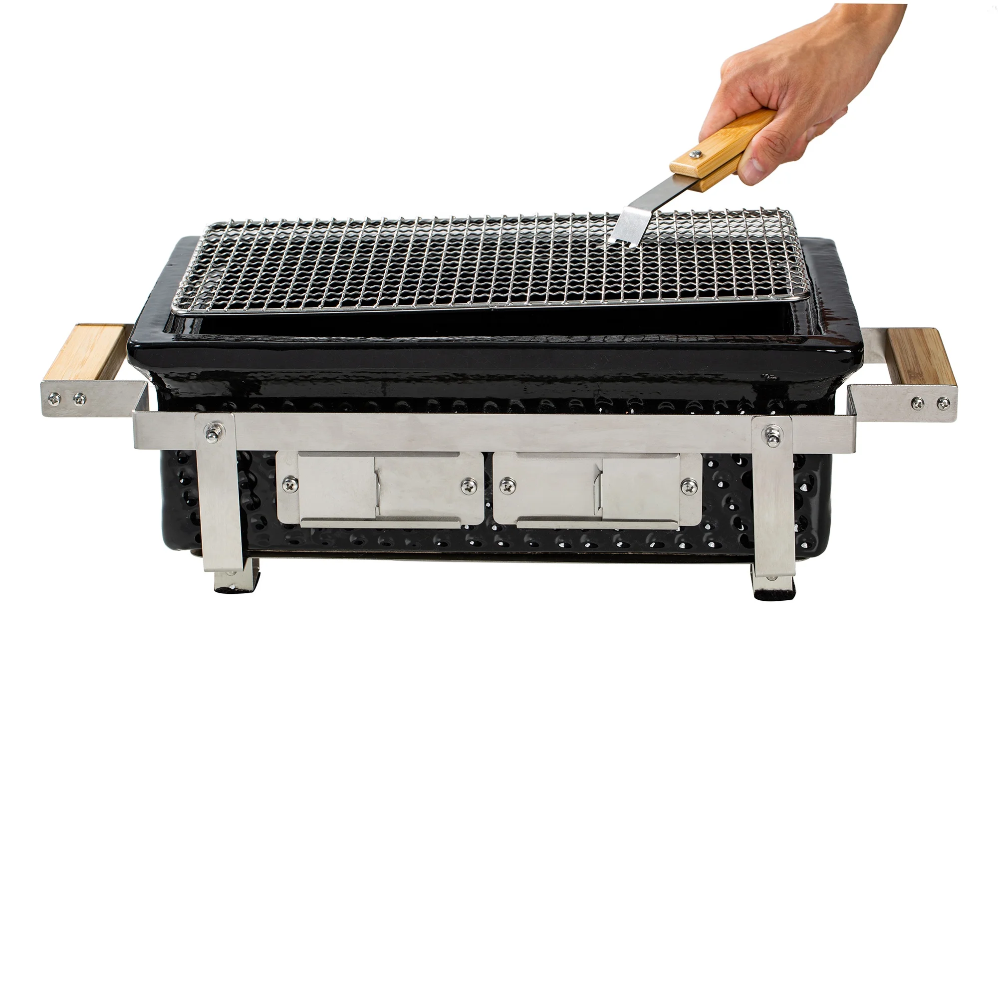 Square Hibachi Grill Mini Tabletop BBQ Charcoal Grills Cooking Ceramic BBQ Stove Japanese Yakitori Grill