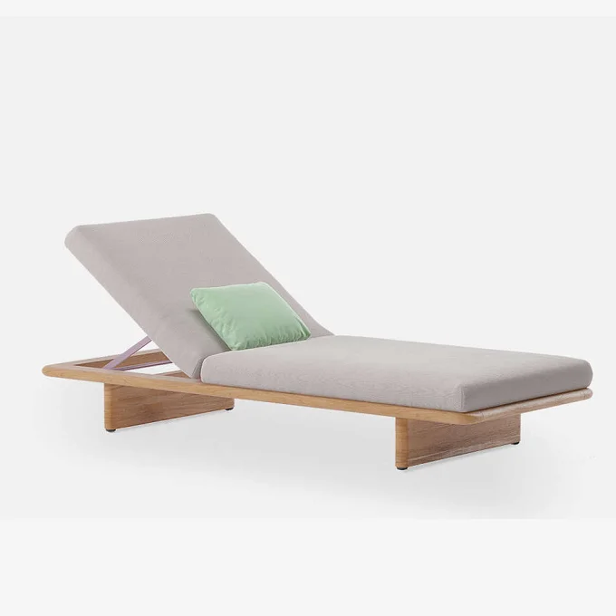 Материалы из тикового дерева, регулируемый наружный шезлонг без подлокотников для бассейна, шезлонг