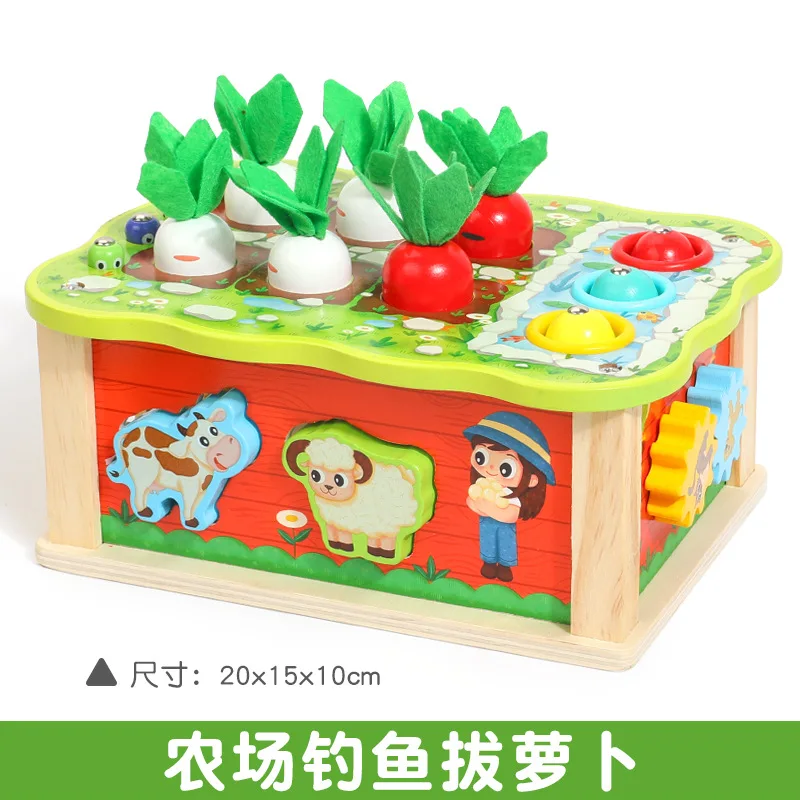 Wooden Montessori Toys Fishing Game Carrot Harvest Stacking & Sorting Sensory Educational Fine Motor Toys for Toddlers