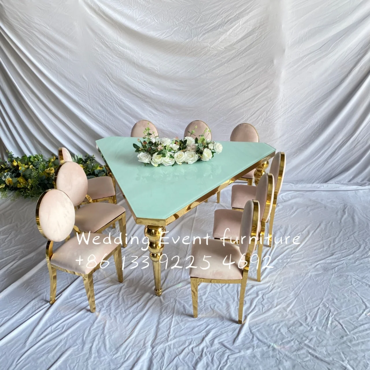 Hot sale kids party used event banquet gold stainless steel children table