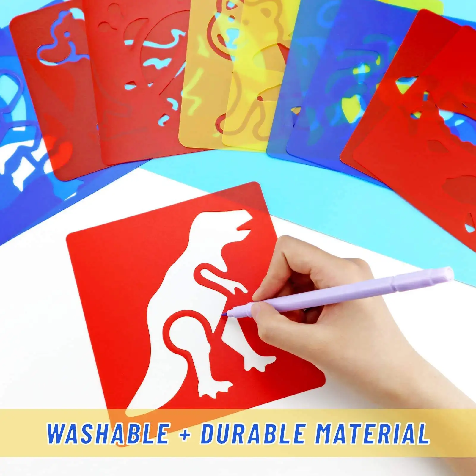 Panwenbo Eco Friendly 22pcs Custom Shape Template Reusable Plastic PP Craft Art Drawing Stencils Set For Kids