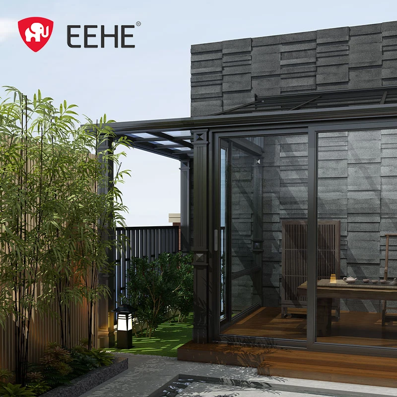 Aluminum Veranda Sunroom Free Standing Insulated Outdoor Garden Glass House Triangle Roof Sunroom