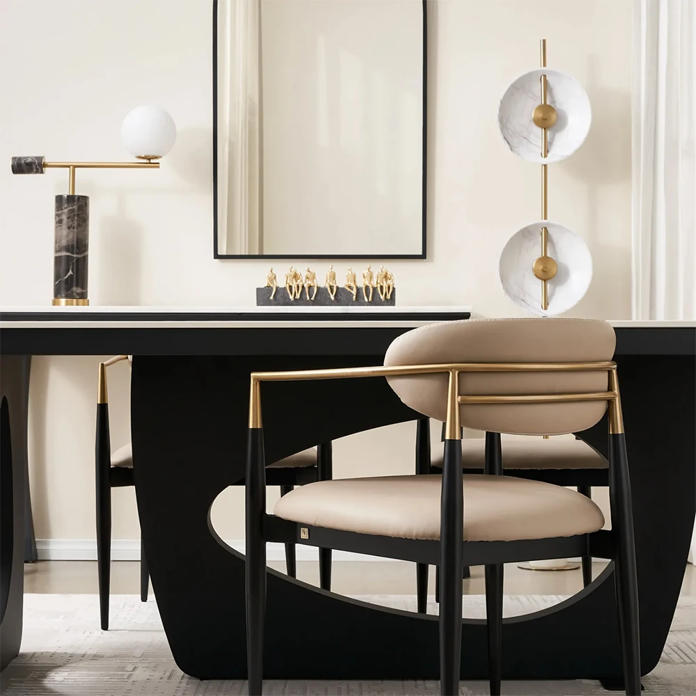Nordic Style Cafe Restaurant Black Modern Leather Dining Chair Custom Design Luxury Hotel Living Room Lounge Arm Tea Chair