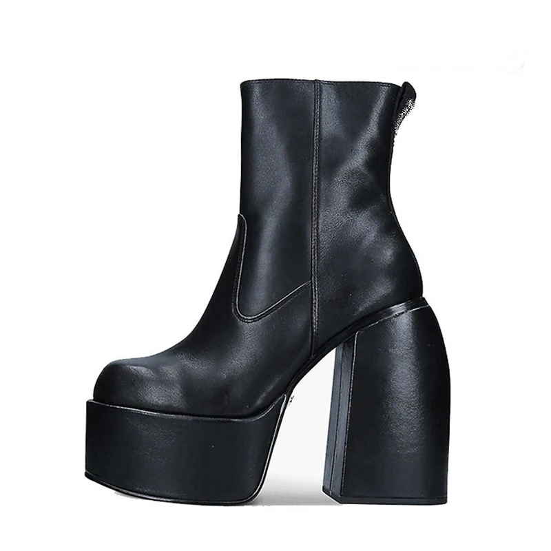 2021 Fashion Stretch Women Chunky Ankle Boots Over-the-Knee Black Casual Boots Thick Platform Super High Heeled Female Boots