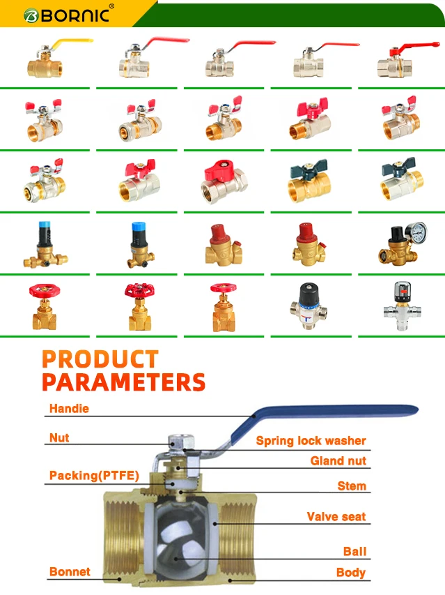 Bornic Free Sample High Pressure 1/4' 2 Inch 3 Way Water Ball Valves Union Lockable Forged Brass Ball Valve