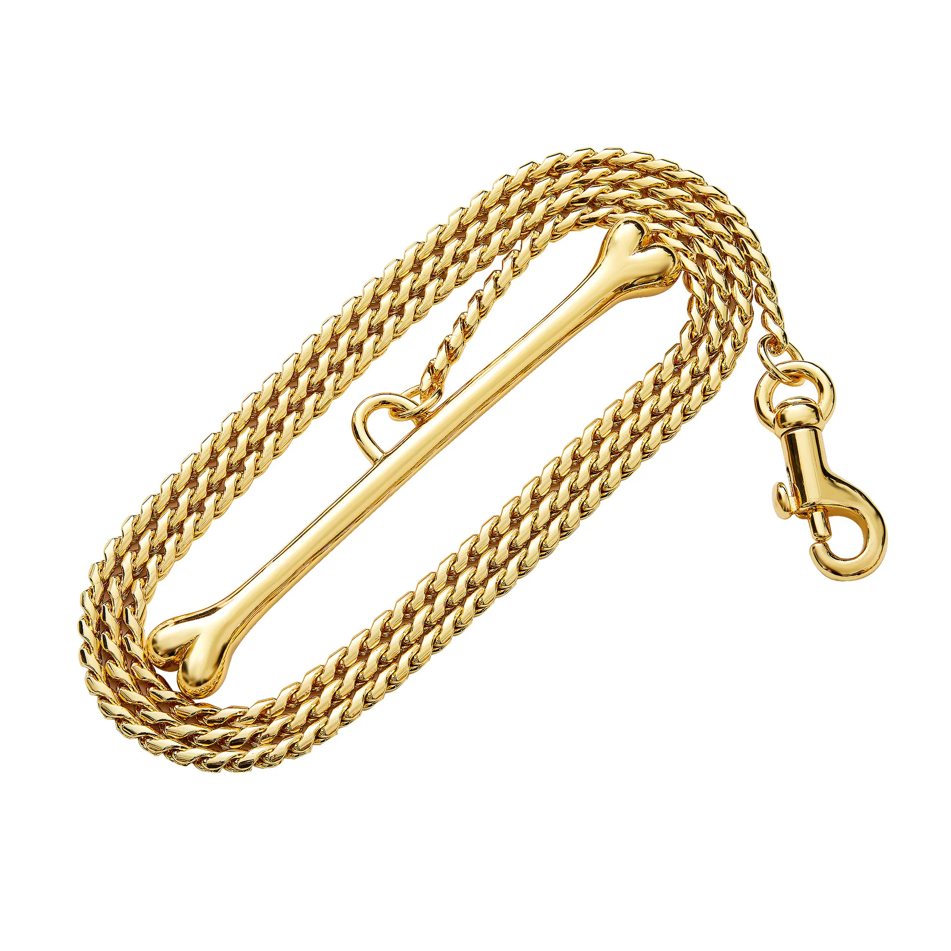Stainless steel solder snake chain bite proof chain lead rope Gold metal lead rope pet supplies dog chain