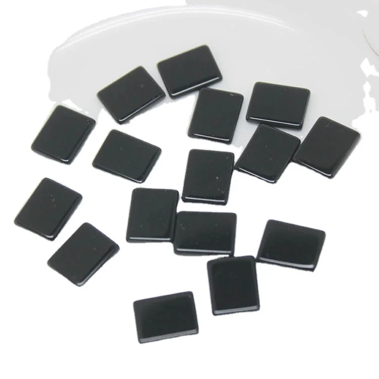 2 Flat Cut Black Agate Baguette Shape Natural Black Onyx