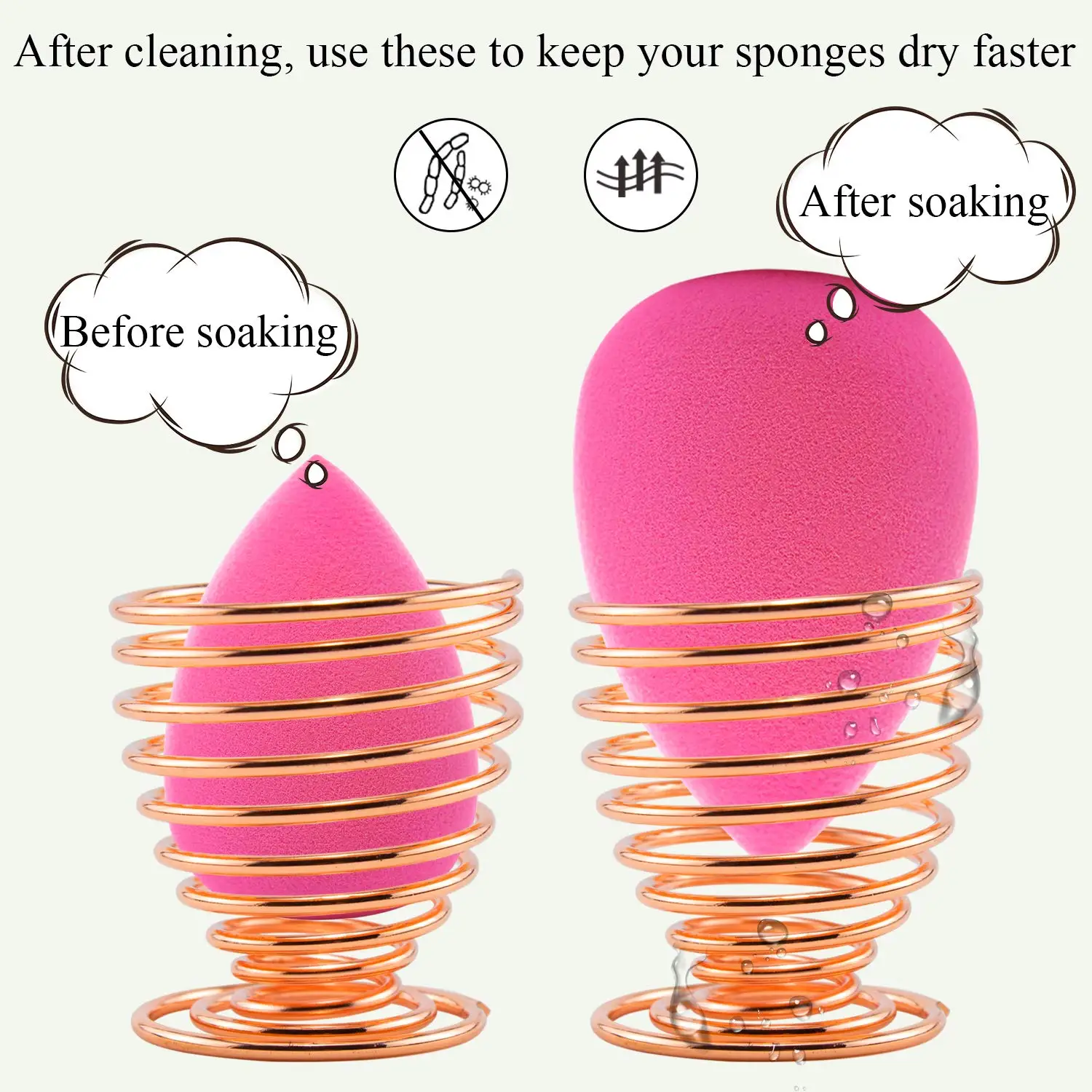 Arrivals Design custom rose gold puff empty acrylic plastic silicon metal sink makeup sponge