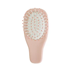 Colorful Cute Portable Mini Size Baby Travel Pocket Oval Cushion Rubber Touch Plastic Hair Brush For Kids With Nylon Pins