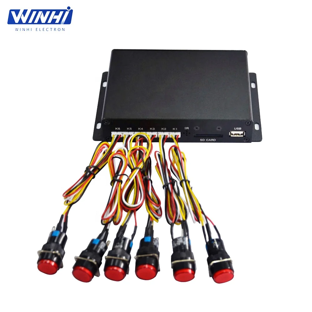 MPC1005-6 WINHI HD advertising video display digital signage plastic push button media player for stores use