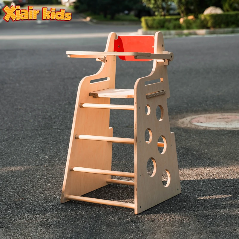Xiair Folding Portable Baby Dinning Chair Kitchen Restaurant Baby Eating Chair Independent Climbing Baby Feeding High Chair Wood