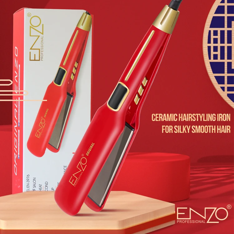 ENZO EN-3976 Professional Travel Ceramic Titanium Wide Plate Ionic Flat Iron Salon Tourmaline Hair Straightener Wholesale
