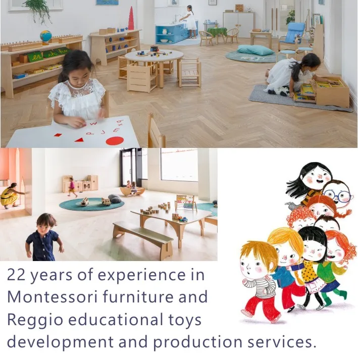 Ema Montessori Kindergarten Daycare Reggio Furniture Kids Wooden Cabinet Soft Play Study Set Toddler Nursery Preschool