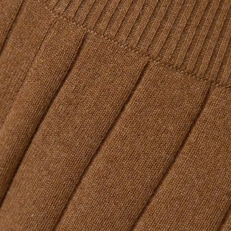 2022 Custom ribbed knitted two piece wool women cashmere cardigan pants sweaters sets for women