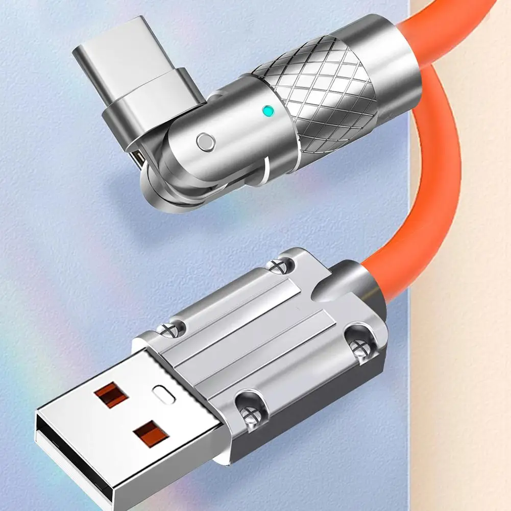 Rotate Liquid Silicone Cable 120W 6A Super Fast Charge Type C Charge USB Cable for Samsung Xiaomi Huawei USB C Charger Cables