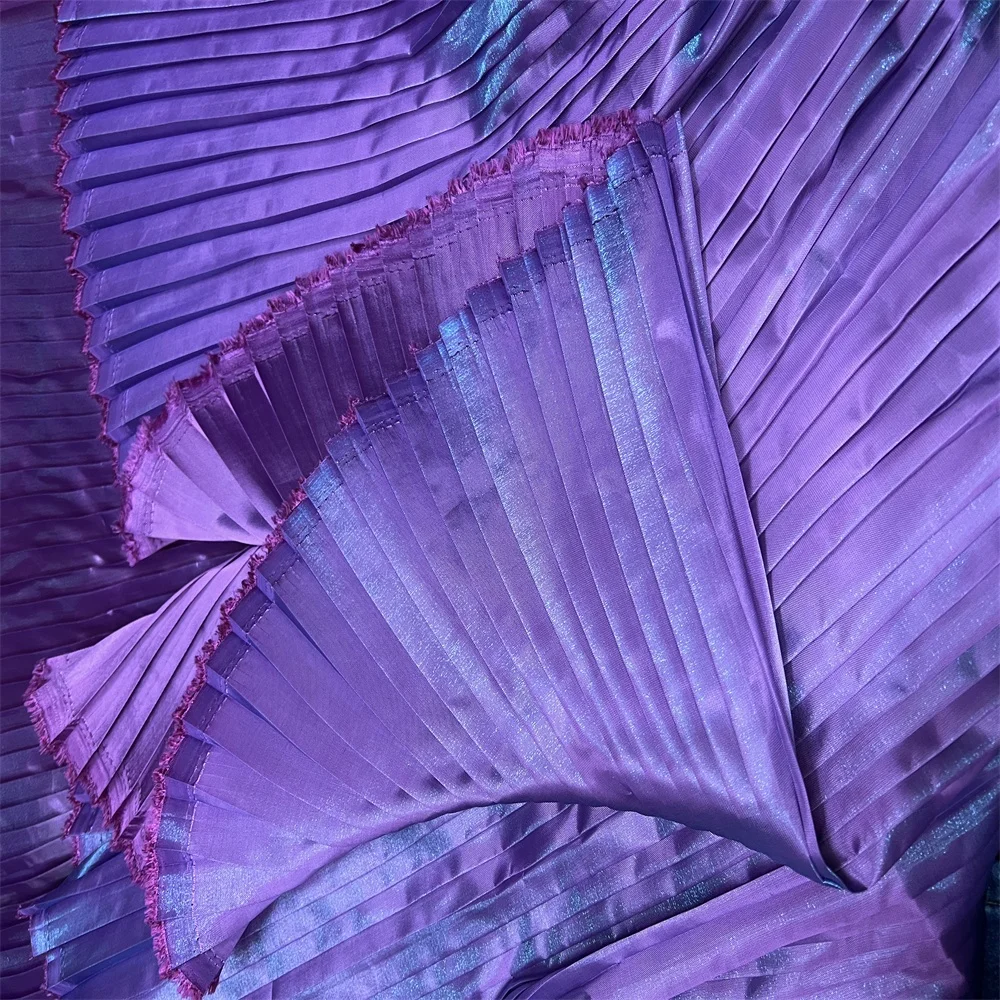 Pleating fabric for bespoke projects Evening Dress Fabric Party Gown Flashing Rridescence Pleated Magic Color