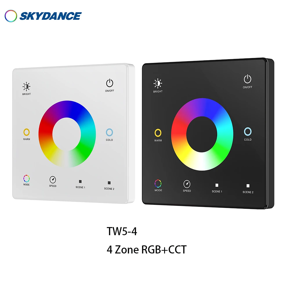 Настенная Сенсорная панель Skydance 4 зоны 1-5 цветов 2 г пульт дистанционного управления (батарея CR2032) для затемнения CCT RGB/RGBW RGB +