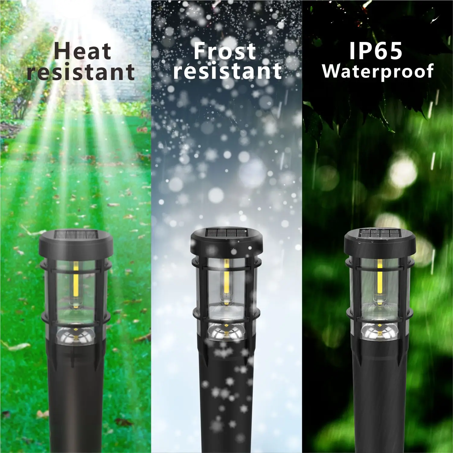 6-Pack Solar LED Bollard Lamp Low Voltage Landscape Pathway Light LED Outdoor Walkway Light for Yard Lawn
