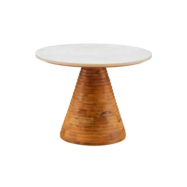 round White Marble Top Wooden Base Furniture Designer Living Room End Table for Bedroom or Home Wholesale Price Available