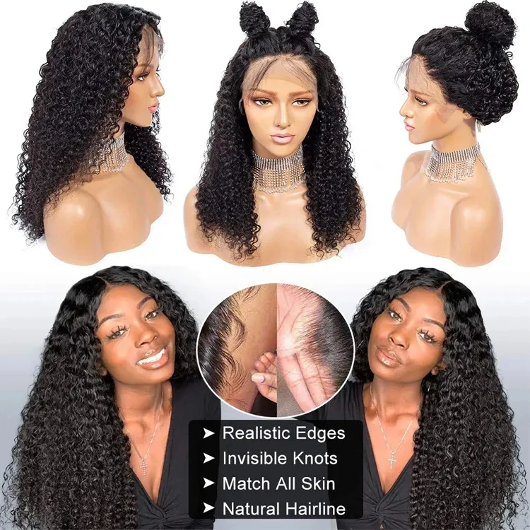 Wholesale Raw India Deep Wave Nature Transparent Hd Full Lace Frontal Wig Virgin Brazilian Preplucked Lace Front Human Hair Wigs