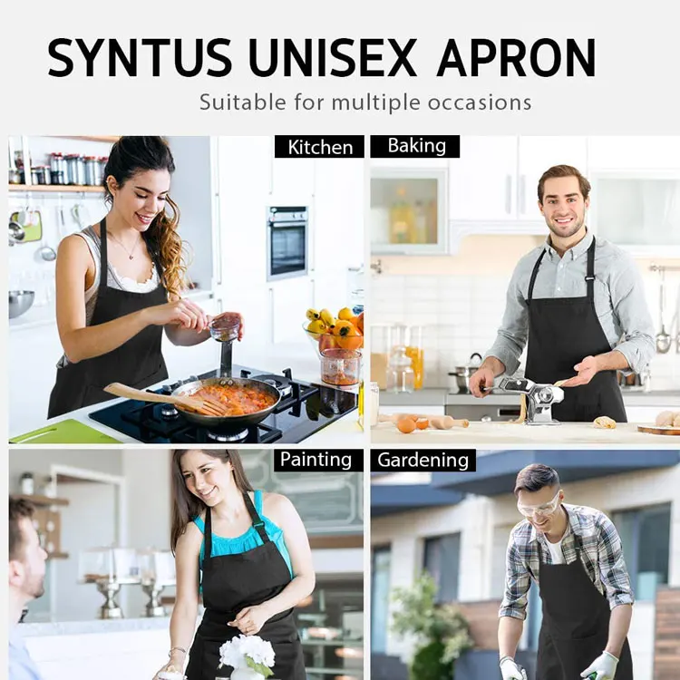 Wholesale Custom Unique Design Machine-Washable Kitchen Cooking Apron With 2 Pocket