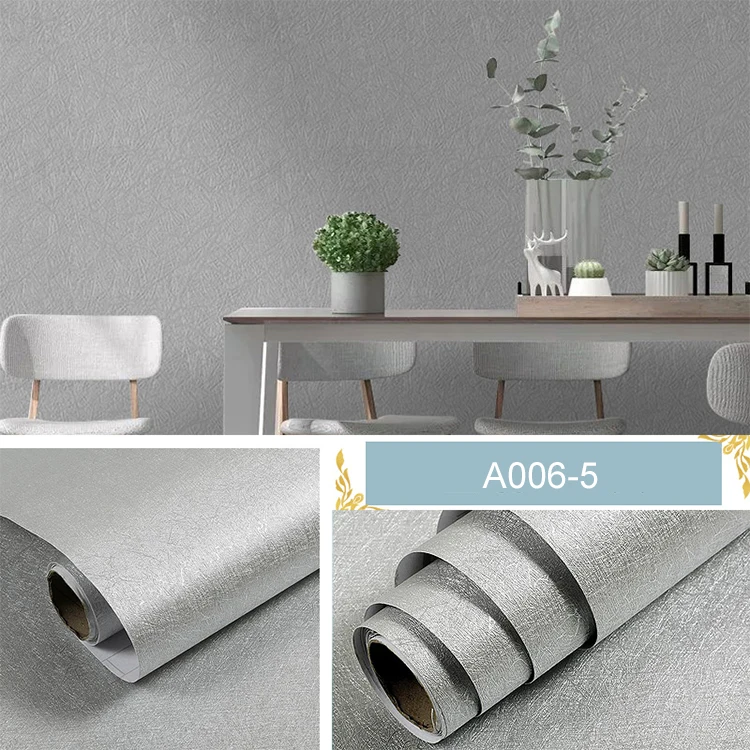 Mobile Home Decor Grey Silk Embossed Peel and Stick Wallpaper Roll