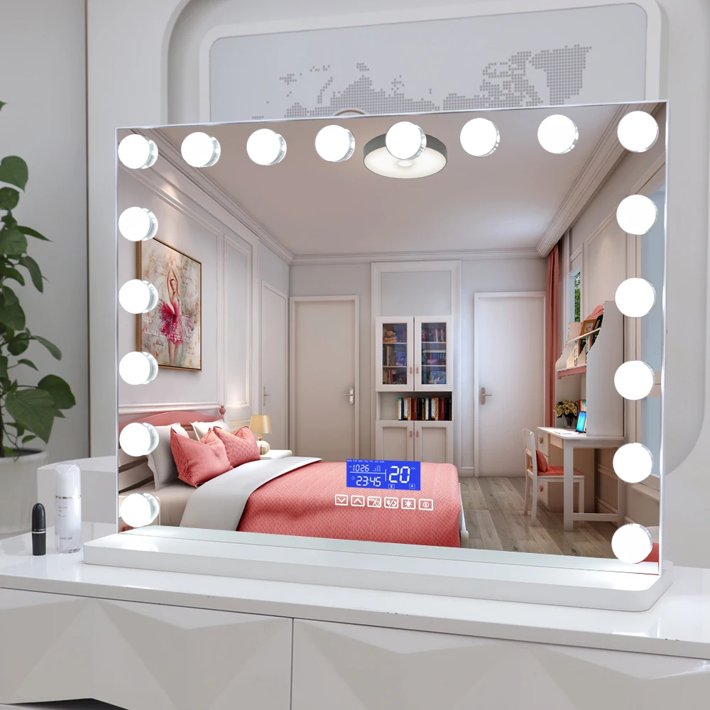 modern 60x80 15 led decorative living room vanity hollywood mirror with light bulb and Plug