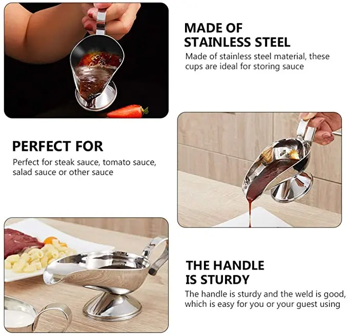 Generic Stainless Steel Gravy Boat Sauce Juice Bucket Dish Gravy Sauce Roasting Sauce Dish Seasoning Dishes Dipping Bowl