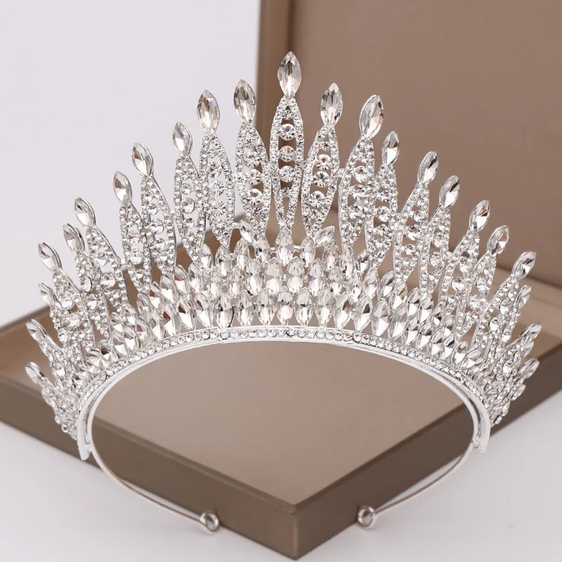 Bridal Jewelry Hot Selling Large Crystal Crown Headband in Europe and America Bridal Marriage Pageant Beauty Catwalk Tiara